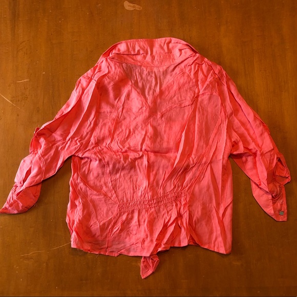 Annabelle Coral Button-up with Tie - Picture 2 of 4